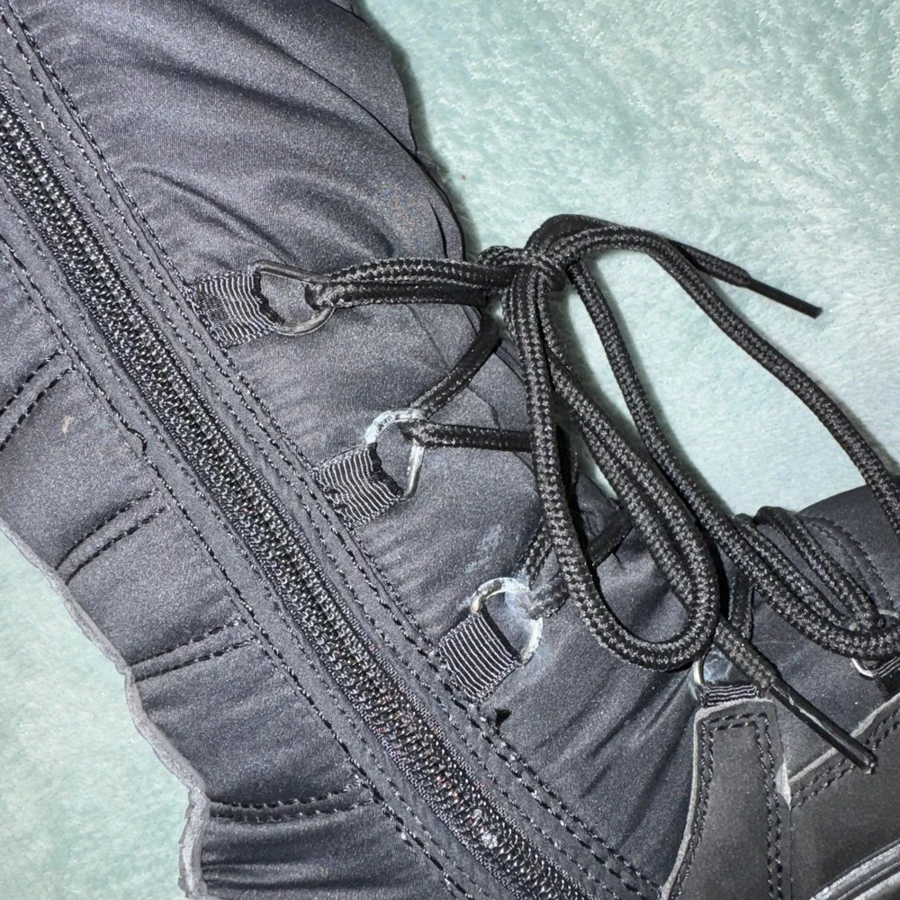 Unbranded Womens Tall Quilted Snow Boots 7 Black Lace Up Side Zip Thermal